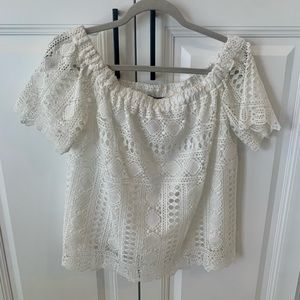 Anthropologie Sunday In Brooklyn off the shoulder white lace top
